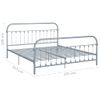 Cama Matrimonial | Cama Para Adultos | Estructura De Cama De Metal Gris 180x200 Cm Cfw343243