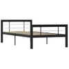 Cama Individual | Cama Para Adultos | Estructura De Cama De Metal Negro Y Blanco 90x200 Cm Cfw272577