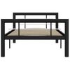 Cama Individual | Cama Para Adultos | Estructura De Cama De Metal Negro Y Blanco 90x200 Cm Cfw272577