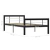 Cama Individual | Cama Para Adultos | Estructura De Cama De Metal Negro Y Blanco 90x200 Cm Cfw272577