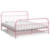 Cama Matrimonial | Cama Para Adultos | Estructura De Cama De Metal Rosa 180x200 Cm Cfw387573