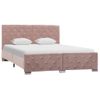 Cama Matrimonial | Cama Para Adultos | Estructura De Cama De Terciopelo Rosa 140x200 Cm Cfw610118