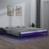 Cama Matrimonial | Cama Para Adultos | Estructura De Cama Doble Con Led Madera Maciza Gris 120x190 Cm Cfw346968