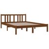 Cama Matrimonial | Cama Para Adultos | Estructura De Cama Doble Madera Maciza Marrón Miel 135x190 Cm Cfw137942