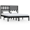 Cama Matrimonial | Cama Para Adultos | Estructura De Cama Doble Madera Maciza Pino Negro 135x190 Cm Cfw460680