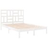 Cama Matrimonial | Cama Para Adultos | Estructura De Cama Doble Pequeña Madera Maciza Blanca 120x190cm Cfw182344