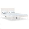 Cama Matrimonial | Cama Para Adultos | Estructura Cama Doble Pequeña Madera Maciza Blanca 120x190 Cm Cfw859892