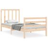 Cama Individual | Cama Para Adultos | Estructura De Cama Individual Con Cabecero Madera Maciza Cfw219243