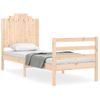 Cama Individual | Cama Para Adultos | Estructura De Cama Individual Con Cabecero Madera Maciza Cfw748048