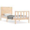 Cama Individual | Cama Para Adultos | Estructura De Cama Individual Con Cabecero Madera Maciza Cfw993535