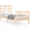 Cama Individual | Cama Para Adultos | Estructura De Cama Individual Con Cabecero Madera Maciza Cfw769838