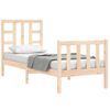 Cama Individual | Cama Para Adultos | Estructura De Cama Individual Con Cabecero Madera Maciza Cfw769838