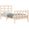 Cama Individual | Cama Para Adultos | Estructura De Cama Individual Con Cabecero Madera Maciza Cfw766419