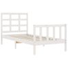 Cama Individual | Cama Para Adultos | Estructura De Cama Individual Con Cabecero Madera Maciza Blanco Cfw672963