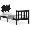 Cama Individual | Cama Para Adultos | Estructura De Cama Individual Con Cabecero Madera Maciza Negro Cfw861721