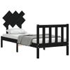 Cama Individual | Cama Para Adultos | Estructura De Cama Individual Con Cabecero Madera Maciza Negro Cfw861721