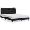 Cama Matrimonial | Cama Para Adultos | Estructura De Cama Luces Led Cuero Pe Negro Y Blanco 140x190 Cm Cfw726129