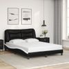 Cama Matrimonial | Cama Para Adultos | Estructura De Cama Luces Led Cuero Pe Negro Y Blanco 140x190 Cm Cfw726129