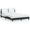 Cama Matrimonial | Cama Para Adultos | Estructura De Cama Luces Led Cuero Pe Negro Y Blanco 140x190 Cm Cfw82754