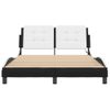 Cama Matrimonial | Cama Para Adultos | Estructura De Cama Luces Led Cuero Pe Negro Y Blanco 140x190 Cm Cfw82754