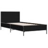 Cama Individual | Cama Para Adultos | Estructura De Cama Madera De Ingeniería Y Metal Negra 75x190 Cm Cfw75719