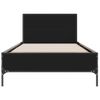 Cama Individual | Cama Para Adultos | Estructura De Cama Madera De Ingeniería Y Metal Negra 75x190 Cm Cfw75719