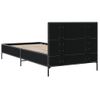 Cama Individual | Cama Para Adultos | Estructura De Cama Madera De Ingeniería Y Metal Negra 75x190 Cm Cfw75719