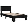 Cama Individual | Cama Para Adultos | Estructura De Cama Madera De Ingeniería Y Metal Negra 75x190 Cm Cfw66713