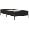 Cama Individual | Cama Para Adultos | Estructura De Cama Madera De Ingeniería Y Metal Negra 75x190 Cm Cfw37290