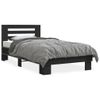 Cama Individual | Cama Para Adultos | Estructura De Cama Madera De Ingeniería Y Metal Negra 75x190 Cm Cfw44136