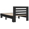 Cama Individual | Cama Para Adultos | Estructura De Cama Madera De Ingeniería Y Metal Negra 75x190 Cm Cfw44136