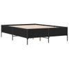 Cama Matrimonial | Cama Para Adultos | Estructura De Cama Madera De Ingeniería Y Metal Negro 135x190cm Cfw25046