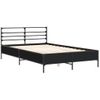 Cama Matrimonial | Cama Para Adultos | Estructura De Cama Madera De Ingeniería Y Metal Negro 135x190cm Cfw52106