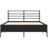 Cama Matrimonial | Cama Para Adultos | Estructura De Cama Madera De Ingeniería Y Metal Negro 135x190cm Cfw52106