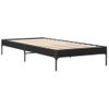 Cama Individual | Cama Para Adultos | Estructura De Cama Madera Ingeniería Y Metal Negro 100x200 Cm Cfw55138