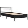 Cama Individual | Cama Para Adultos | Estructura De Cama Madera Ingeniería Y Metal Negro 100x200 Cm Cfw14384