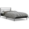 Cama Individual | Cama Para Adultos | Estructura De Cama Madera Ingeniería Y Metal Negro 100x200 Cm Cfw14384