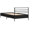 Cama Individual | Cama Para Adultos | Estructura De Cama Madera Ingeniería Y Metal Negro 100x200 Cm Cfw14384