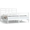 Cama Matrimonial | Cama Para Adultos | Estructura De Cama Madera Maciza King Size Blanca 150x200 Cm Cfw502029