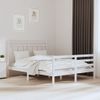 Cama Matrimonial | Cama Para Adultos | Estructura De Cama Madera Maciza King Size Blanca 150x200 Cm Cfw132231