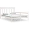 Cama Matrimonial | Cama Para Adultos | Estructura De Cama Madera Maciza King Size Blanca 150x200 Cm Cfw132231