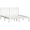 Cama Matrimonial | Cama Para Adultos | Estructura De Cama Madera Maciza De Pino Blanco 120x200 Cm Cfw972434