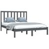 Cama Matrimonial | Cama Para Adultos | Estructura De Cama Madera Maciza De Pino Doble Gris 135x190 Cm Cfw852676