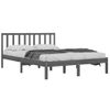 Cama Matrimonial | Cama Para Adultos | Estructura De Cama Madera Maciza De Pino Doble Gris 135x190 Cm Cfw642405