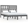 Cama Matrimonial | Cama Para Adultos | Estructura De Cama Madera Maciza De Pino Gris 135x190 Cm Cfw301617