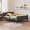 Cama Matrimonial | Cama Para Adultos | Estructura De Cama Madera Maciza De Pino Gris 140x200 Cm Cfw729315