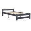 Cama Individual | Cama Para Adultos | Estructura De Cama Madera Maciza De Pino Gris Oscuro 100x200 Cm Cfw162245