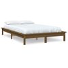 Cama Matrimonial | Cama Para Adultos | Estructura De Cama Madera Maciza De Pino Marrón Miel 135x190 Cm Cfw691104