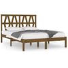 Cama Matrimonial | Cama Para Adultos | Estructura De Cama Madera Maciza De Pino Marrón Miel 200x200 Cm Cfw699059