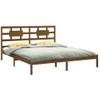 Cama Matrimonial | Cama Para Adultos | Estructura De Cama Madera Maciza De Pino Marrón Miel 200x200 Cm Cfw673538